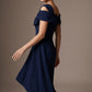 Olina Sculptural Off-The-Shoulder Drape Dress
