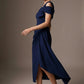 Olina Sculptural Off-The-Shoulder Drape Dress