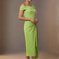 Olina Sculptural Off-The-Shoulder Drape Dress