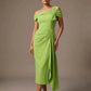 Olina Sculptural Off-The-Shoulder Drape Dress