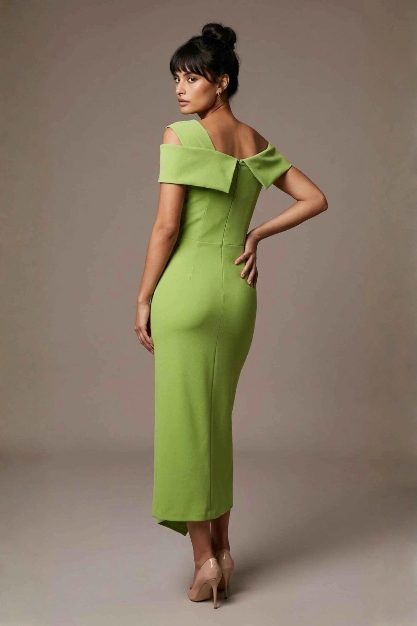 Olina Sculptural Off-The-Shoulder Drape Dress