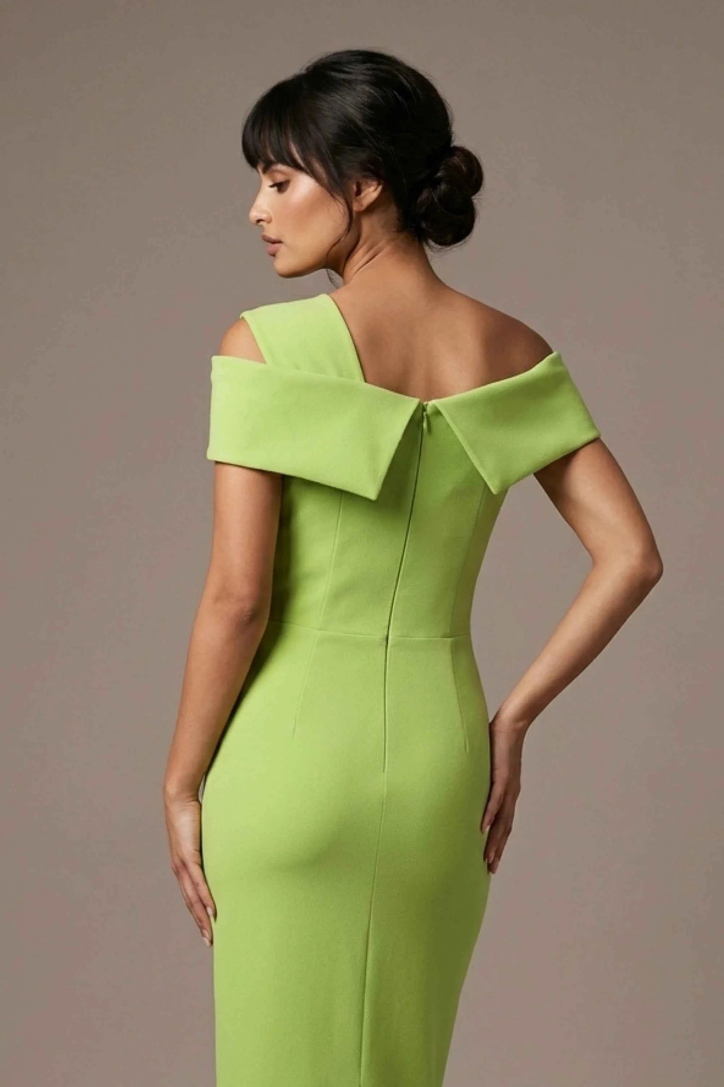 Olina Sculptural Off-The-Shoulder Drape Dress