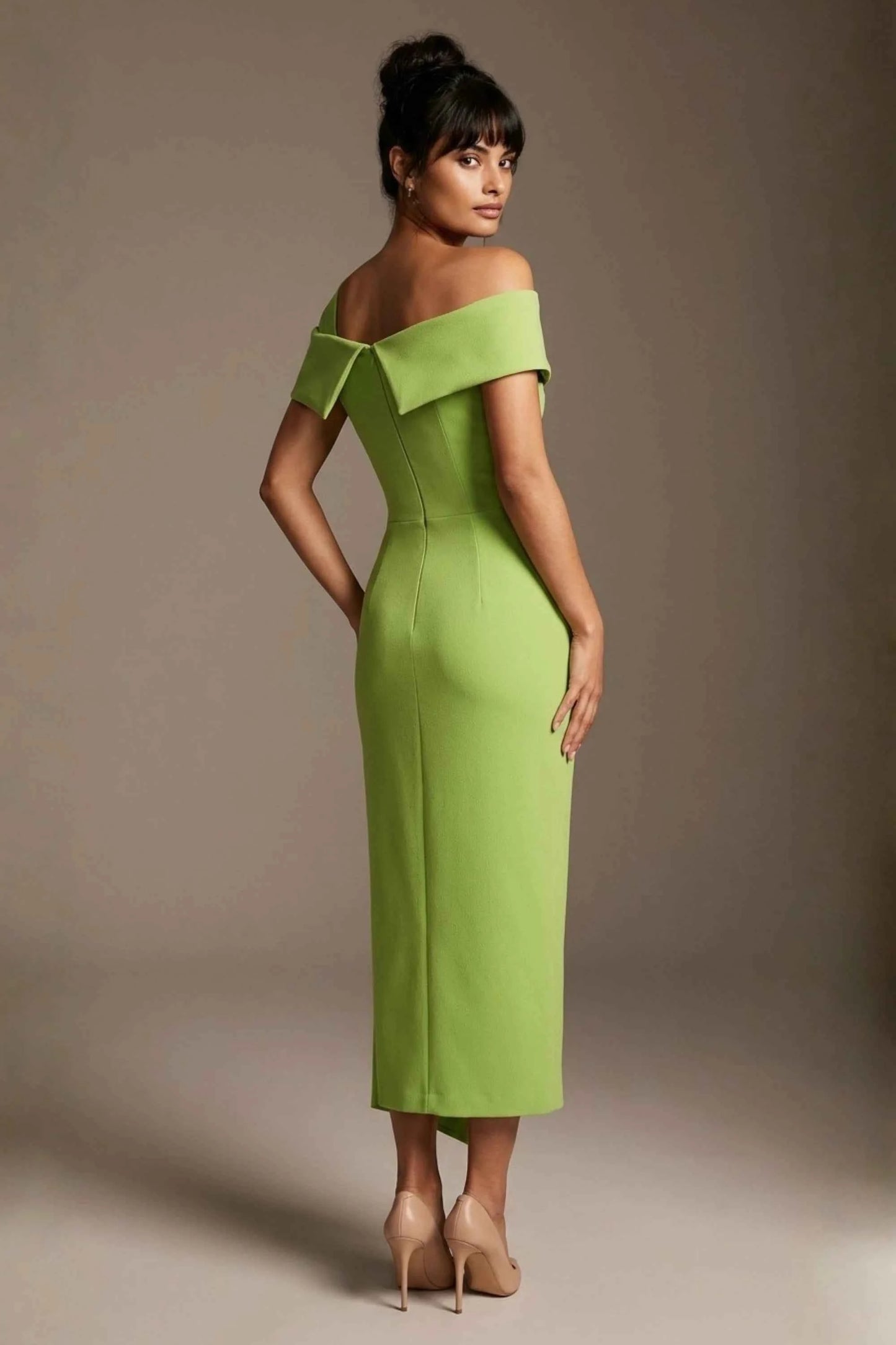 Olina Sculptural Off-The-Shoulder Drape Dress