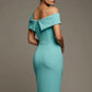 Olina Sculptural Off-The-Shoulder Drape Dress