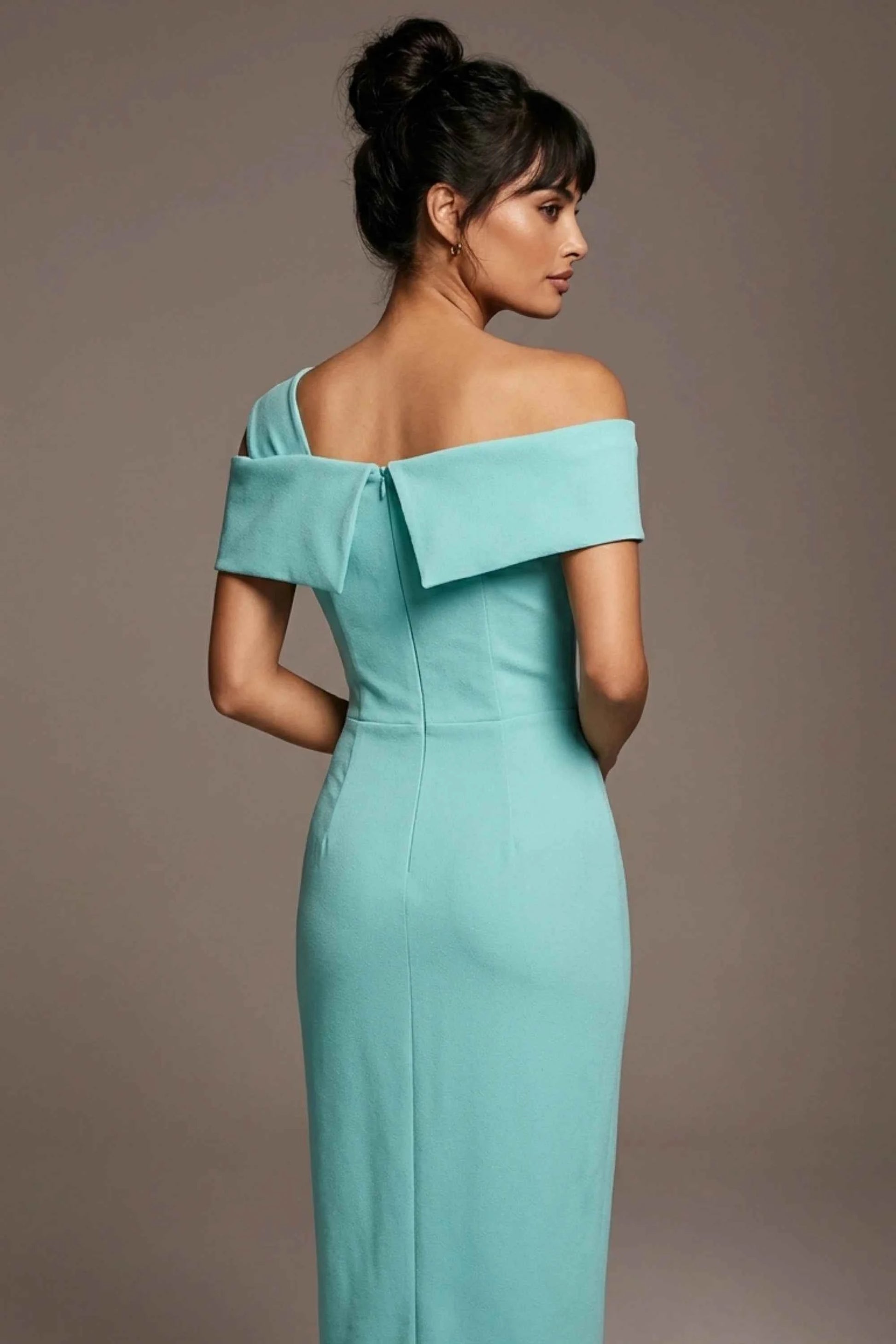 Olina Sculptural Off-The-Shoulder Drape Dress