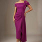 Olina Sculptural Off-The-Shoulder Drape Dress
