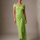 Olina Sculptural Off-The-Shoulder Drape Dress