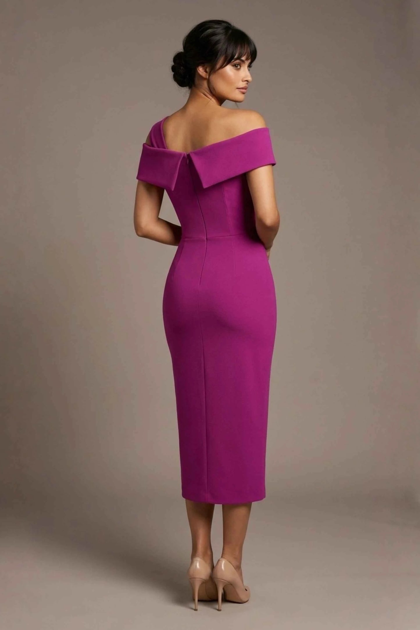 Olina Sculptural Off-The-Shoulder Drape Dress