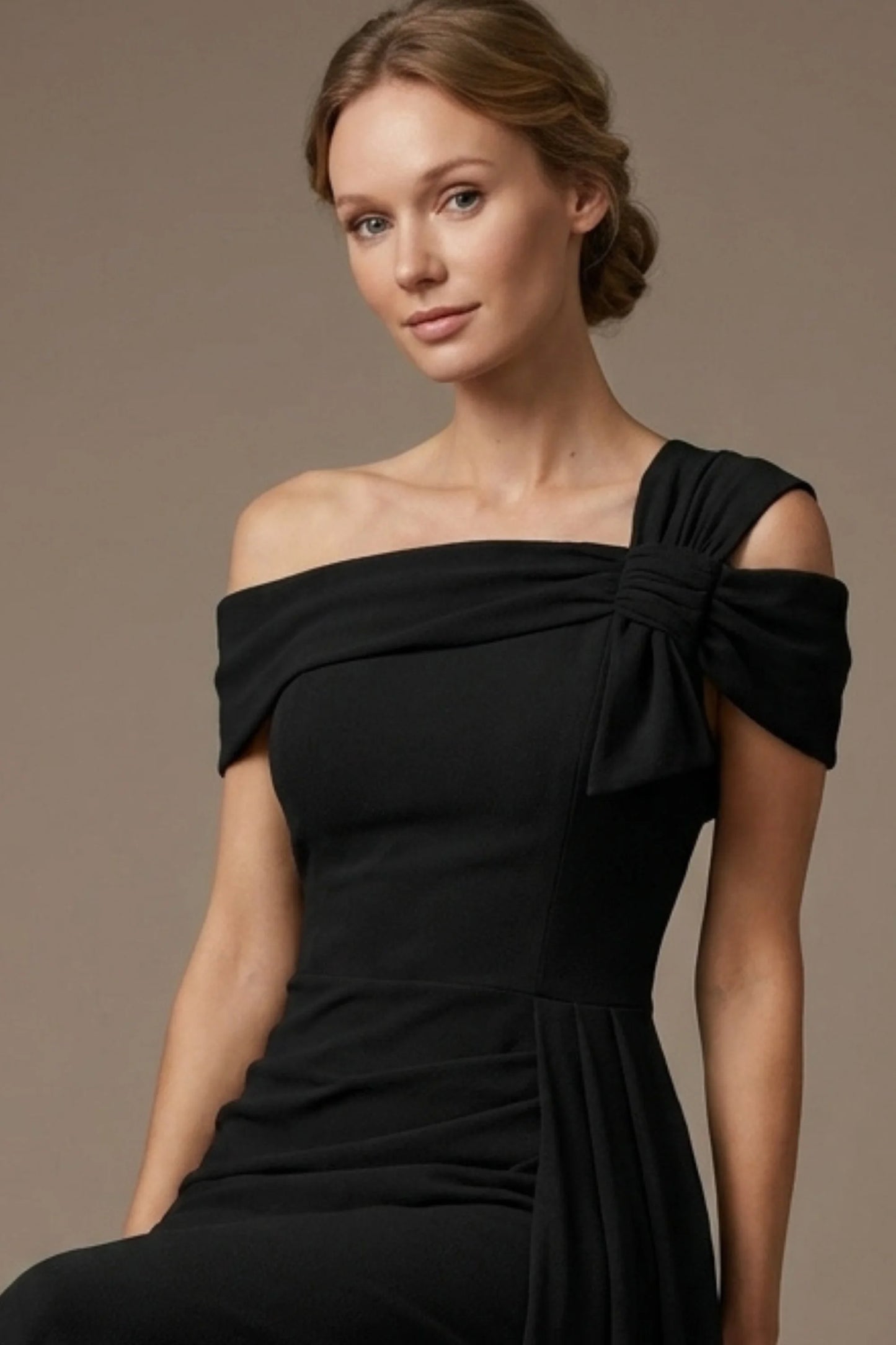 Olina Sculptural Off-The-Shoulder Drape Dress