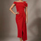 Olina Sculptural Off-The-Shoulder Drape Dress
