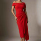 Olina Sculptural Off-The-Shoulder Drape Dress