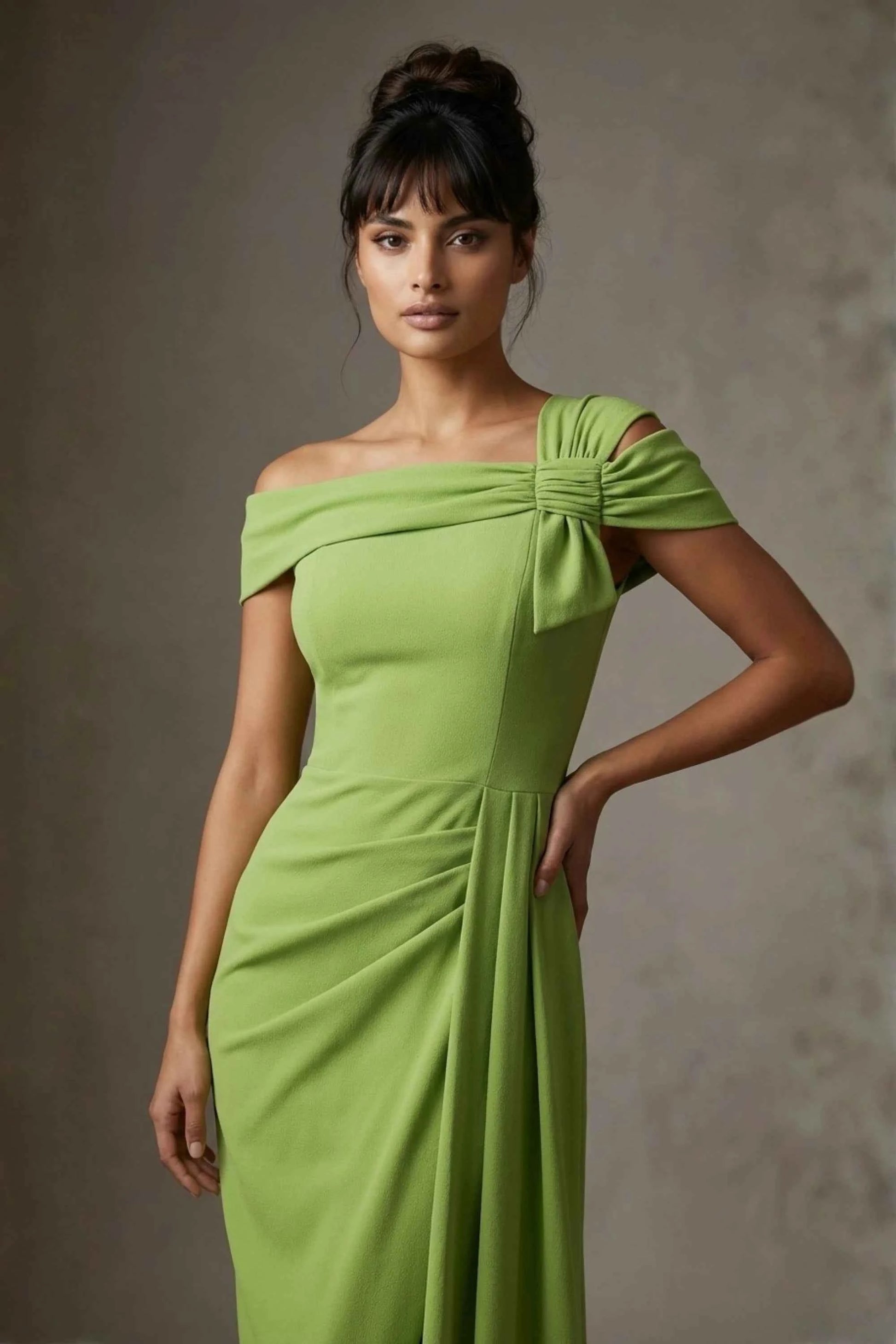 Olina Sculptural Off-The-Shoulder Drape Dress