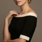 Brea Contrast Off-The-Shoulder Midi Dress
