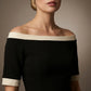Brea Contrast Off-The-Shoulder Midi Dress