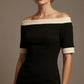 Brea Contrast Off-The-Shoulder Midi Dress