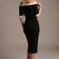 Brea Contrast Off-The-Shoulder Midi Dress