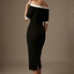 Brea Contrast Off-The-Shoulder Midi Dress