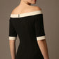 Brea Contrast Off-The-Shoulder Midi Dress