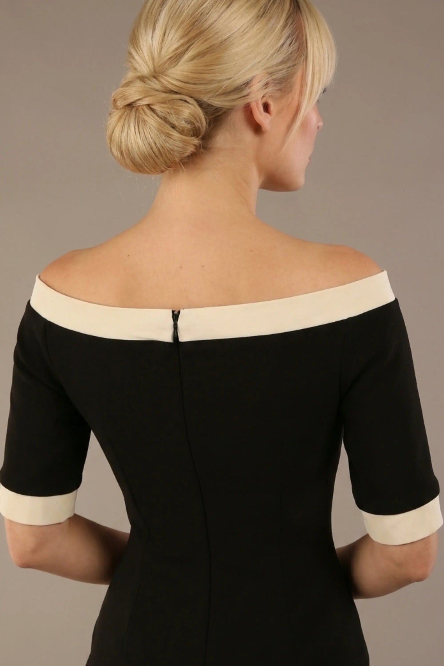 Brea Contrast Off-The-Shoulder Midi Dress