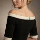 Brea Contrast Off-The-Shoulder Midi Dress