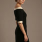 Brea Contrast Off-The-Shoulder Midi Dress