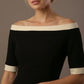 Brea Contrast Off-The-Shoulder Midi Dress