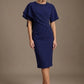 Cypress Asymmetric Cape Detail Pencil Dress