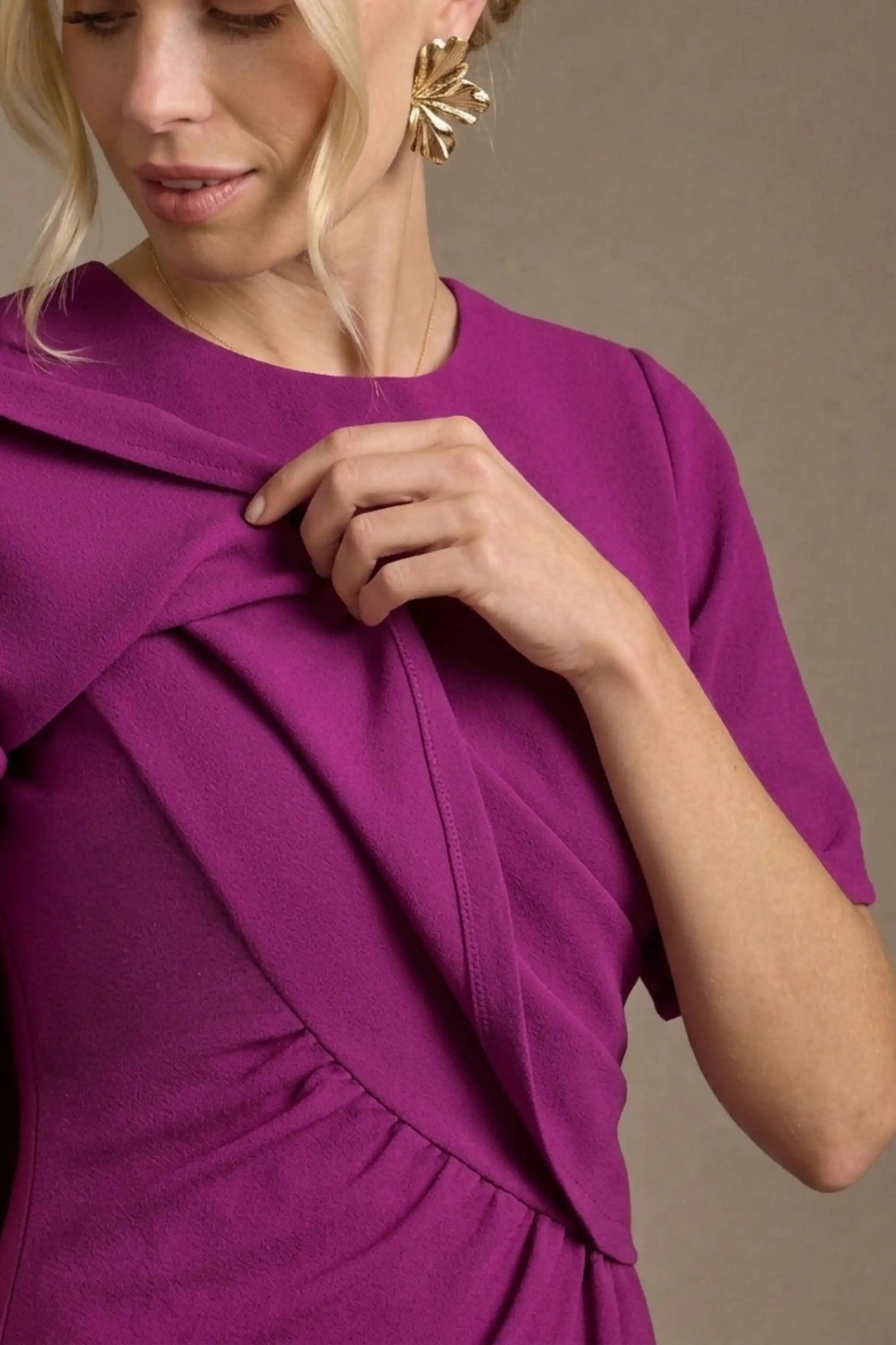 Cypress Asymmetric Cape Detail Pencil Dress
