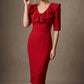 Caister Statement Frill Tie Pencil Dress