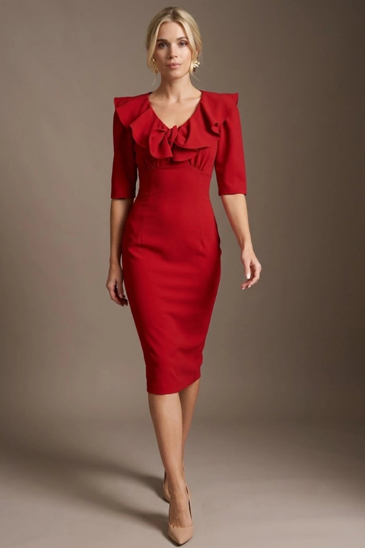 Caister Statement Frill Tie Pencil Dress