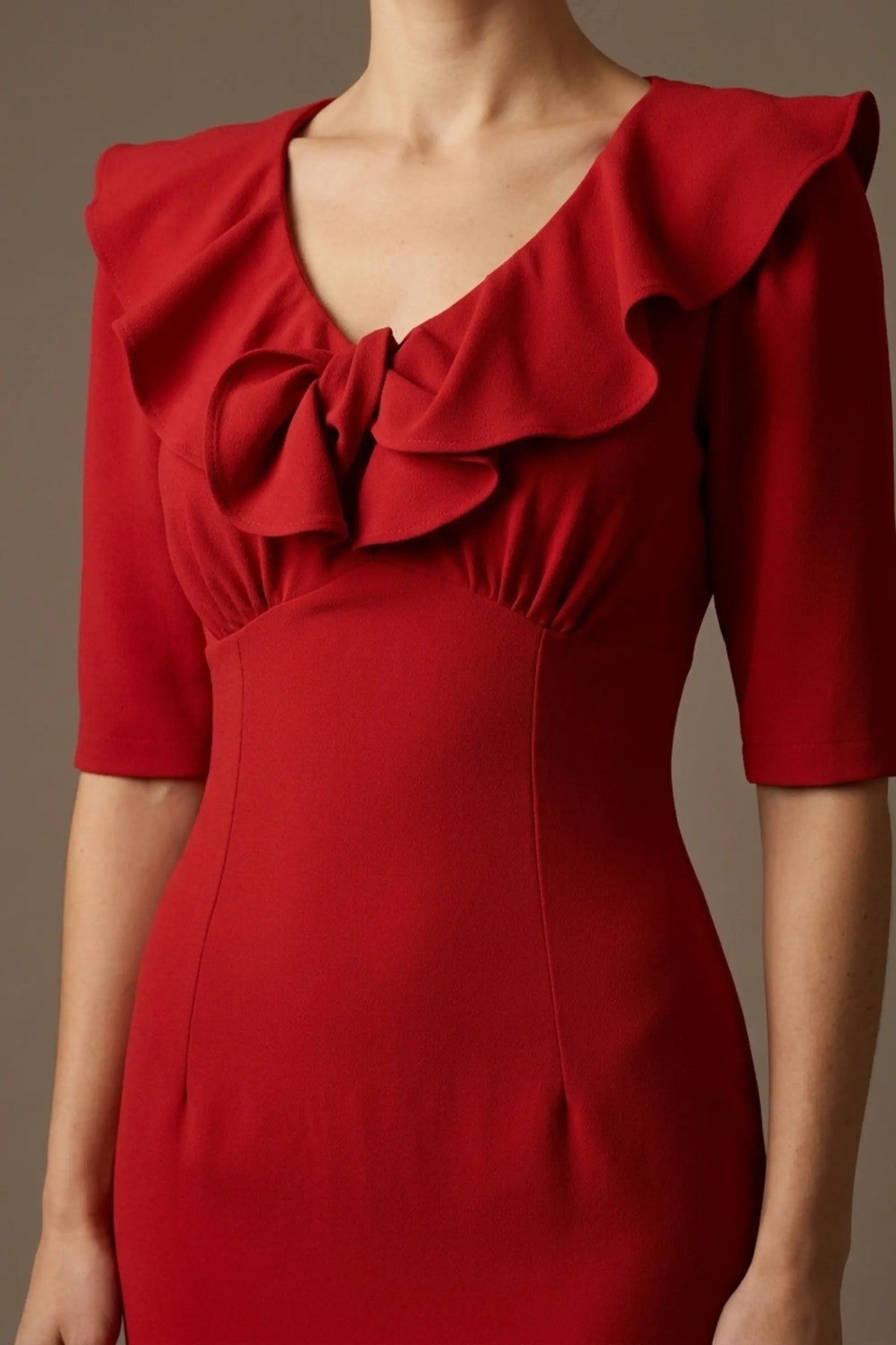 Caister Statement Frill Tie Pencil Dress