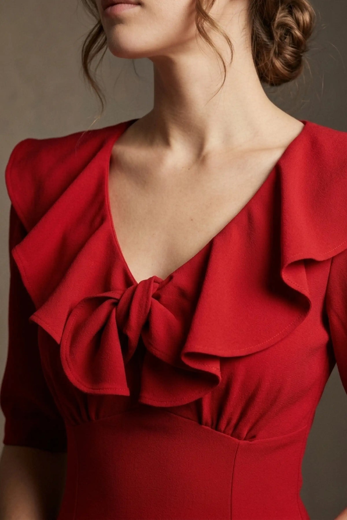 Caister Statement Frill Tie Pencil Dress