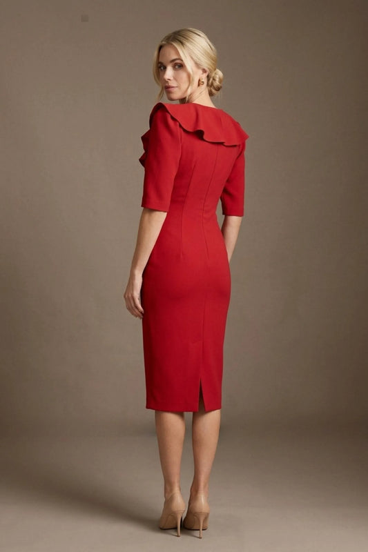 Caister Statement Frill Tie Pencil Dress