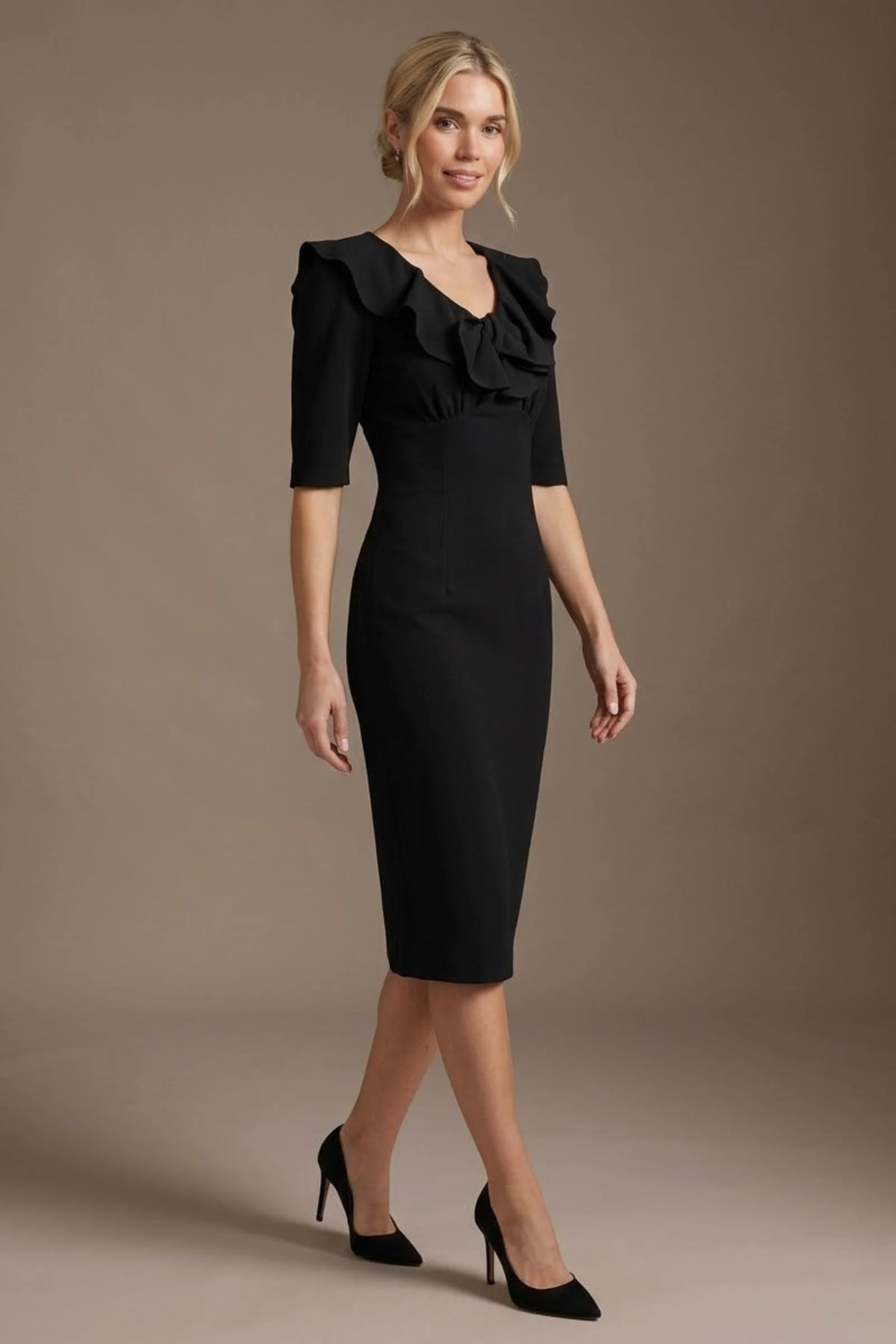 Caister Statement Frill Tie Pencil Dress