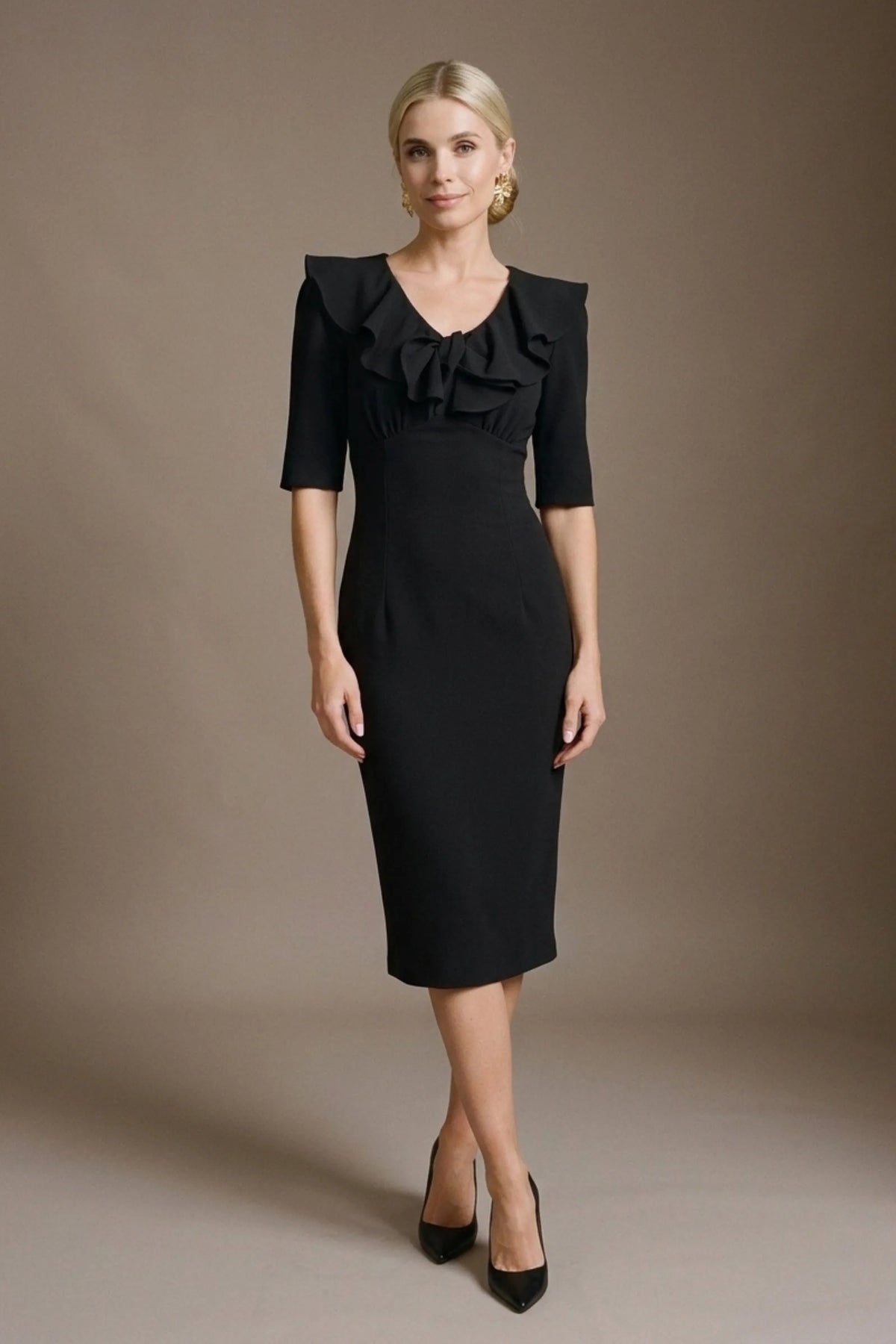 Caister Statement Frill Tie Pencil Dress