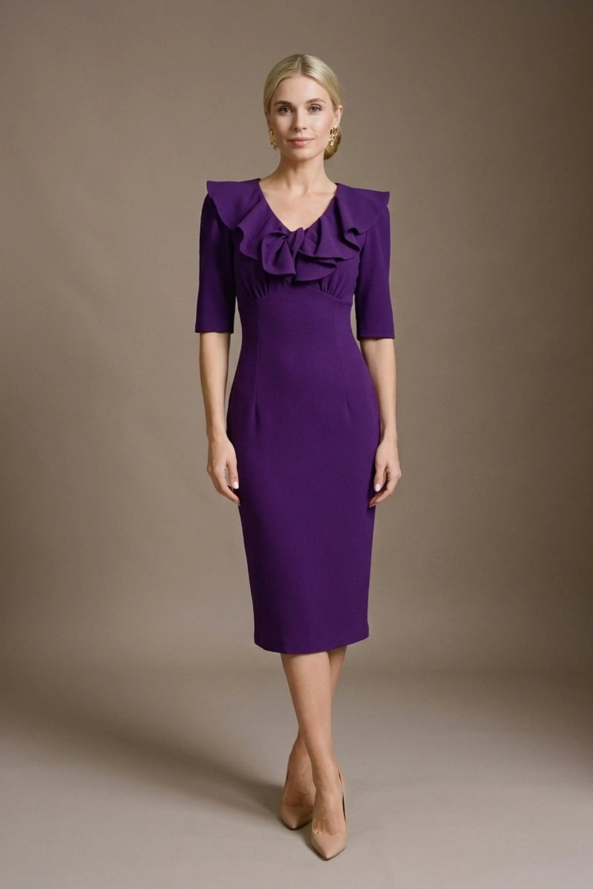 Caister Statement Frill Tie Pencil Dress