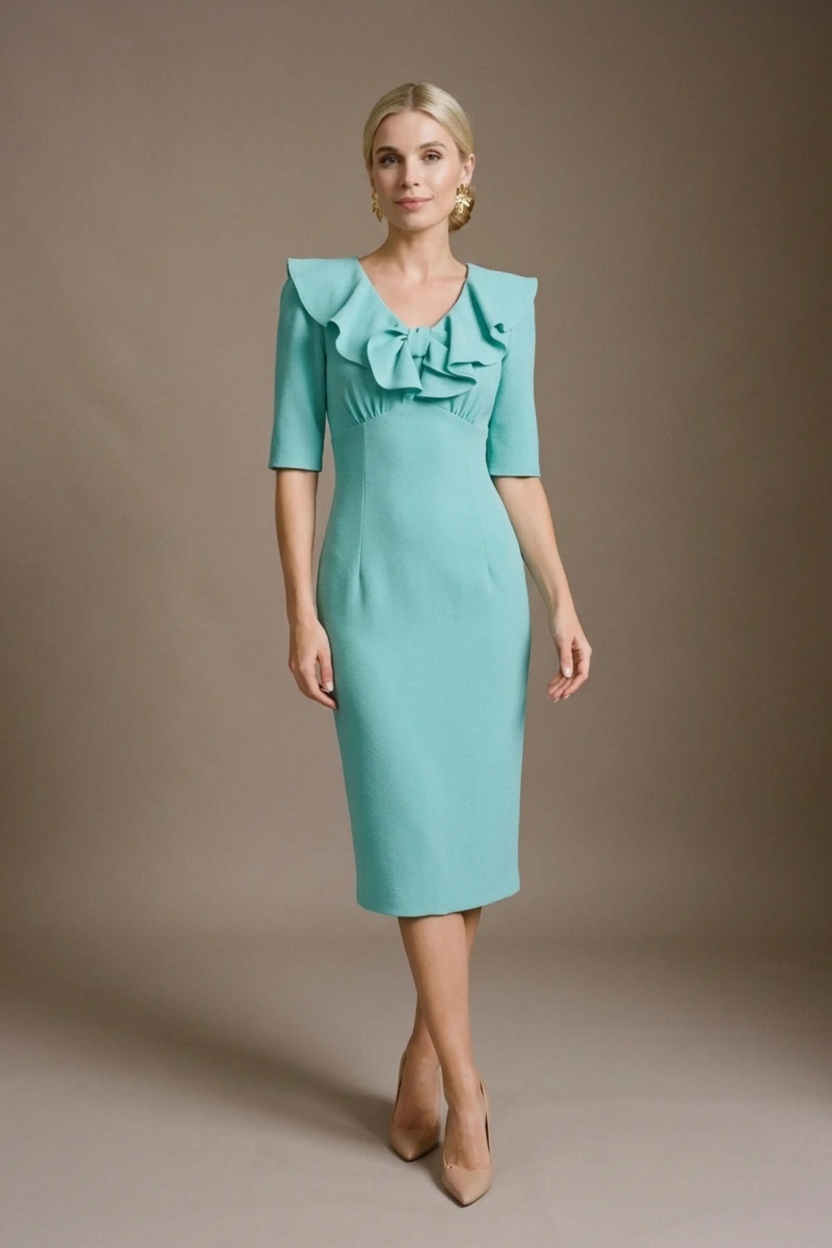 Caister Statement Frill Tie Pencil Dress