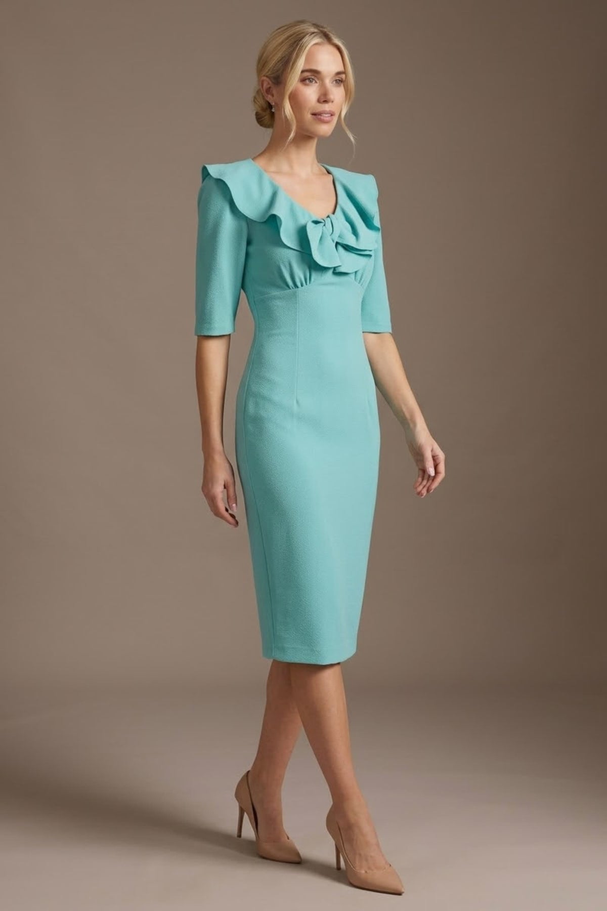 Caister Statement Frill Tie Pencil Dress