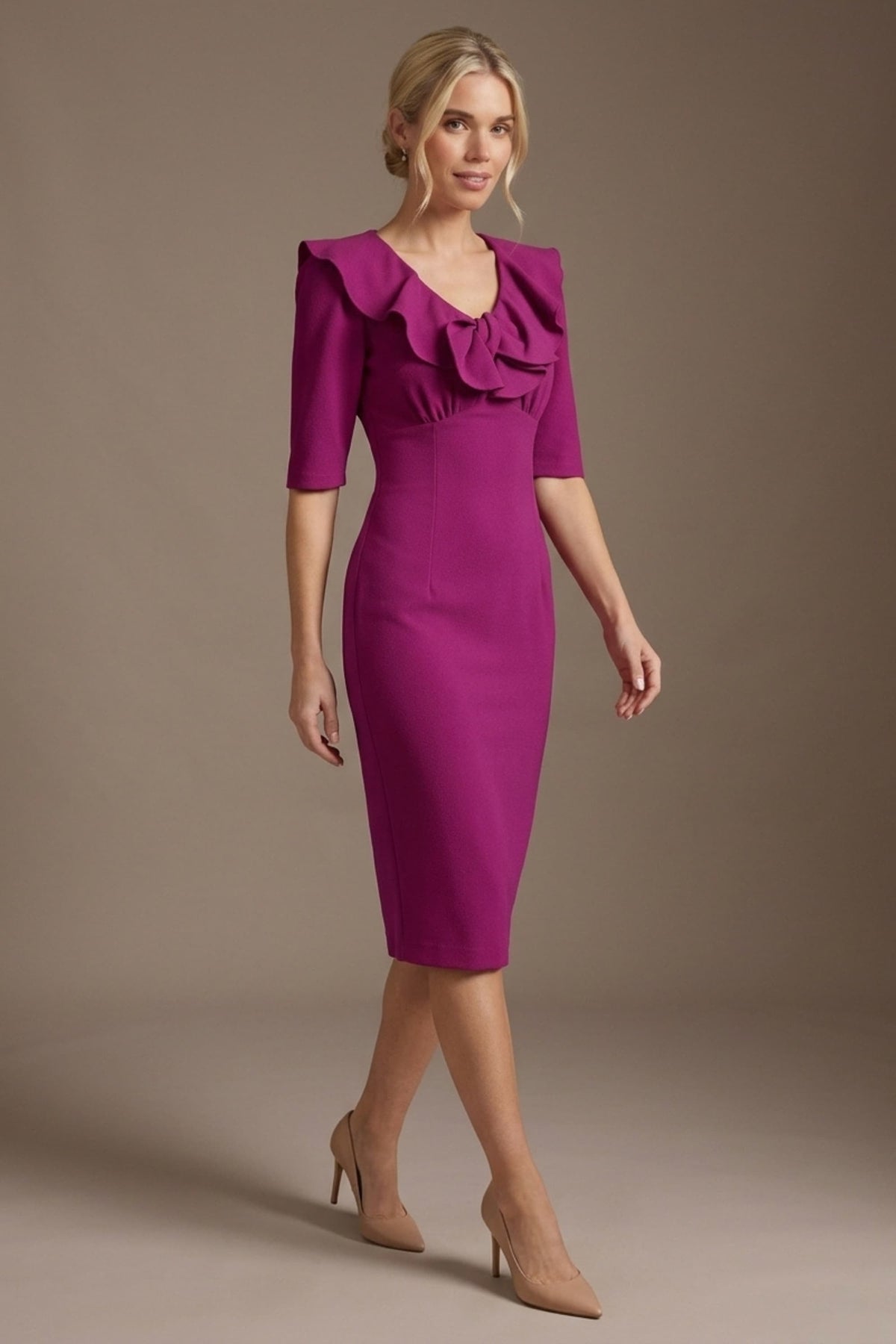 Caister Statement Frill Tie Pencil Dress