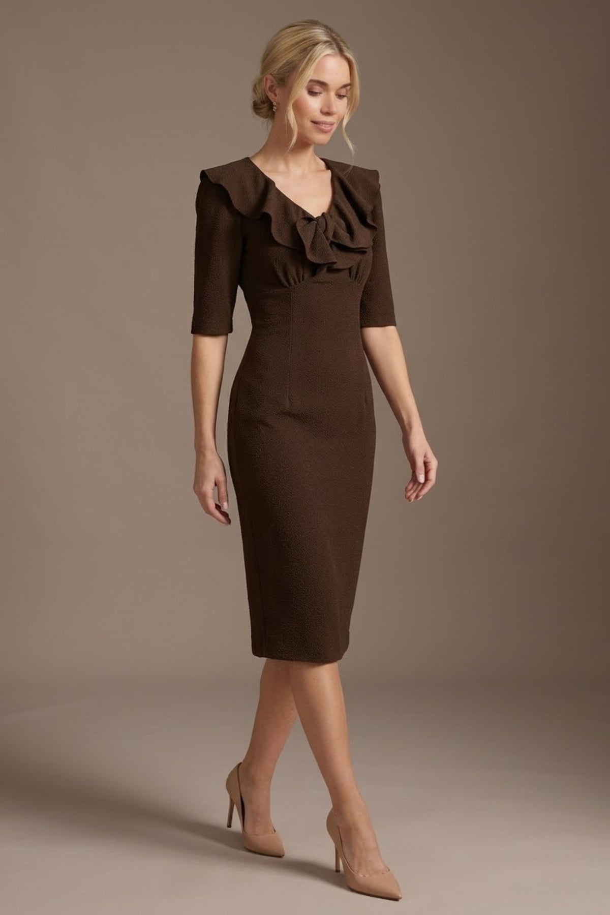 Caister Statement Frill Tie Pencil Dress