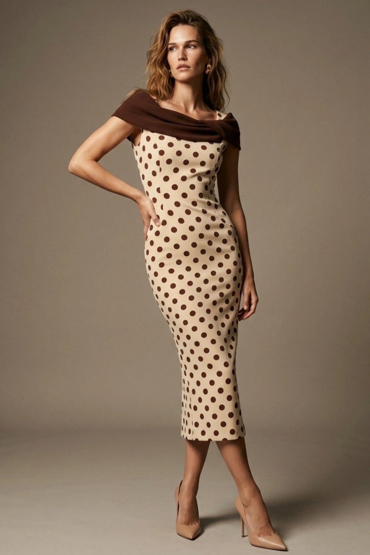 Norfolk Contrast Spot Shawl Dress