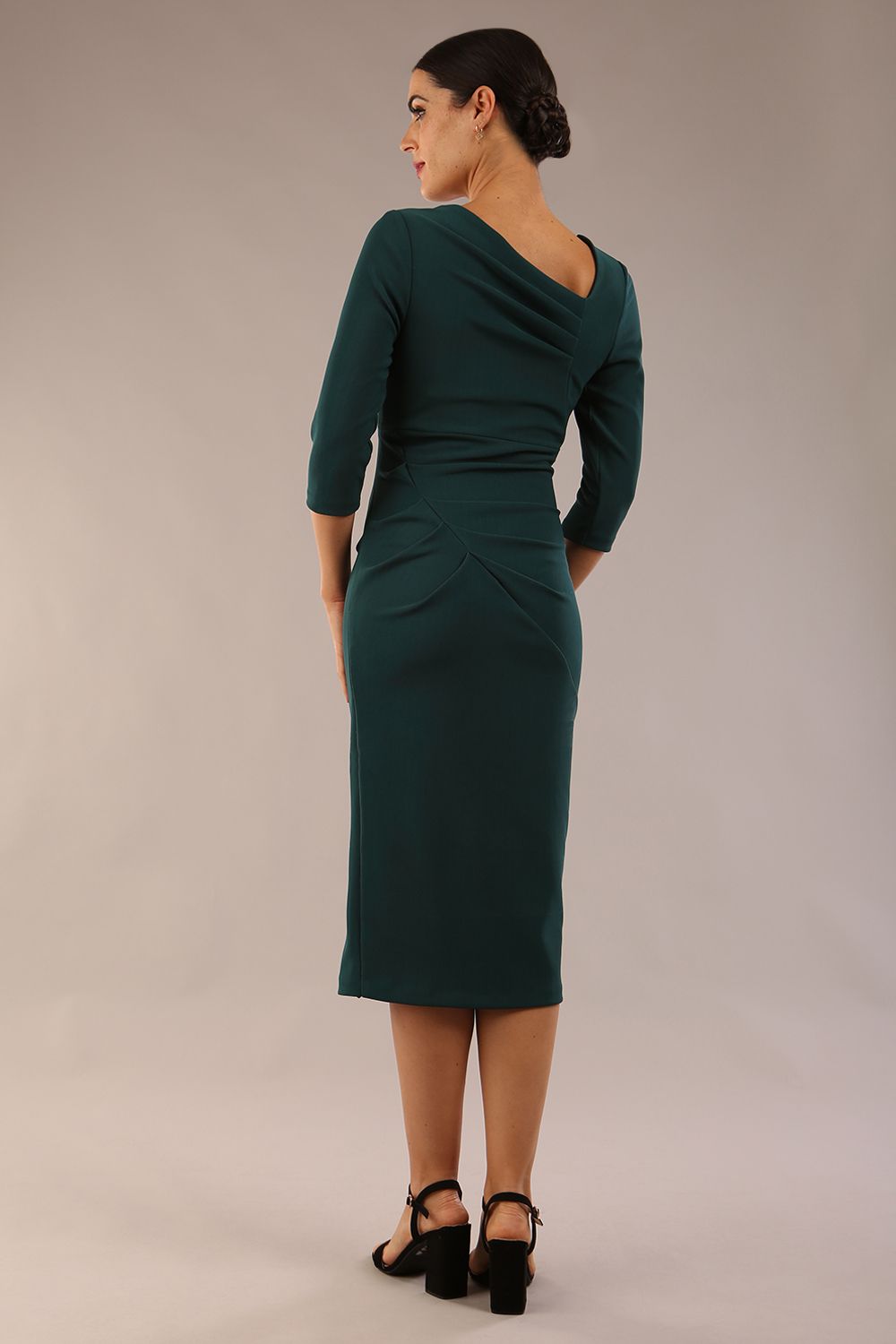 Amity Asymmetric Neckline Pleated Dress 