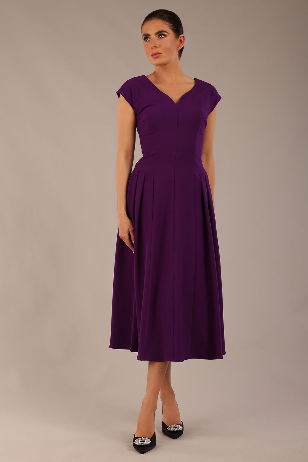 Audrey A-line Midi Dress With Pockets 