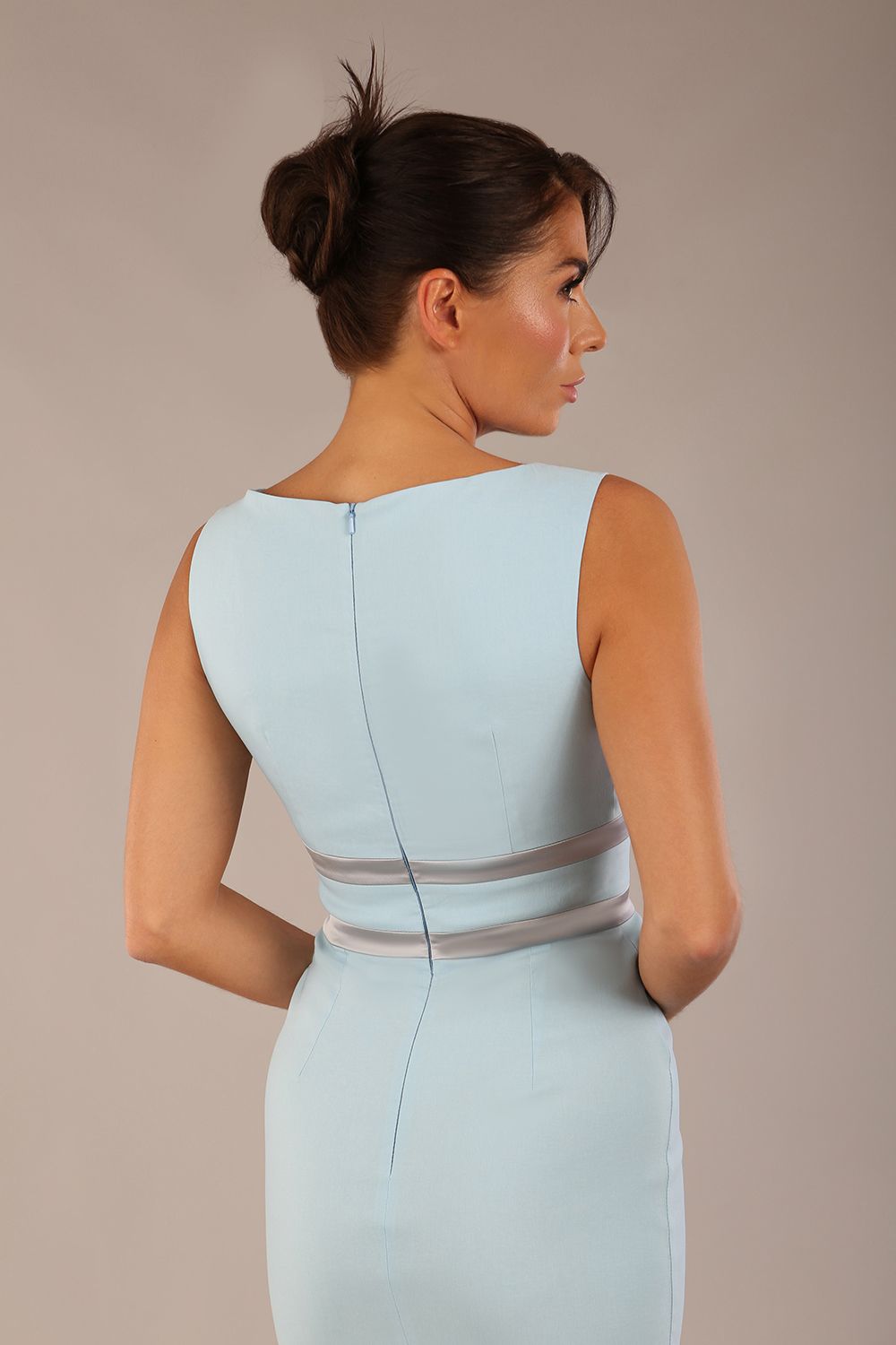 Bijou Sleeveless Bodycon Pencil Dress with Satin Detail 