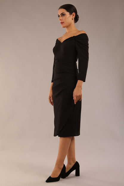 Breton Off Shoulder Pencil Dress 