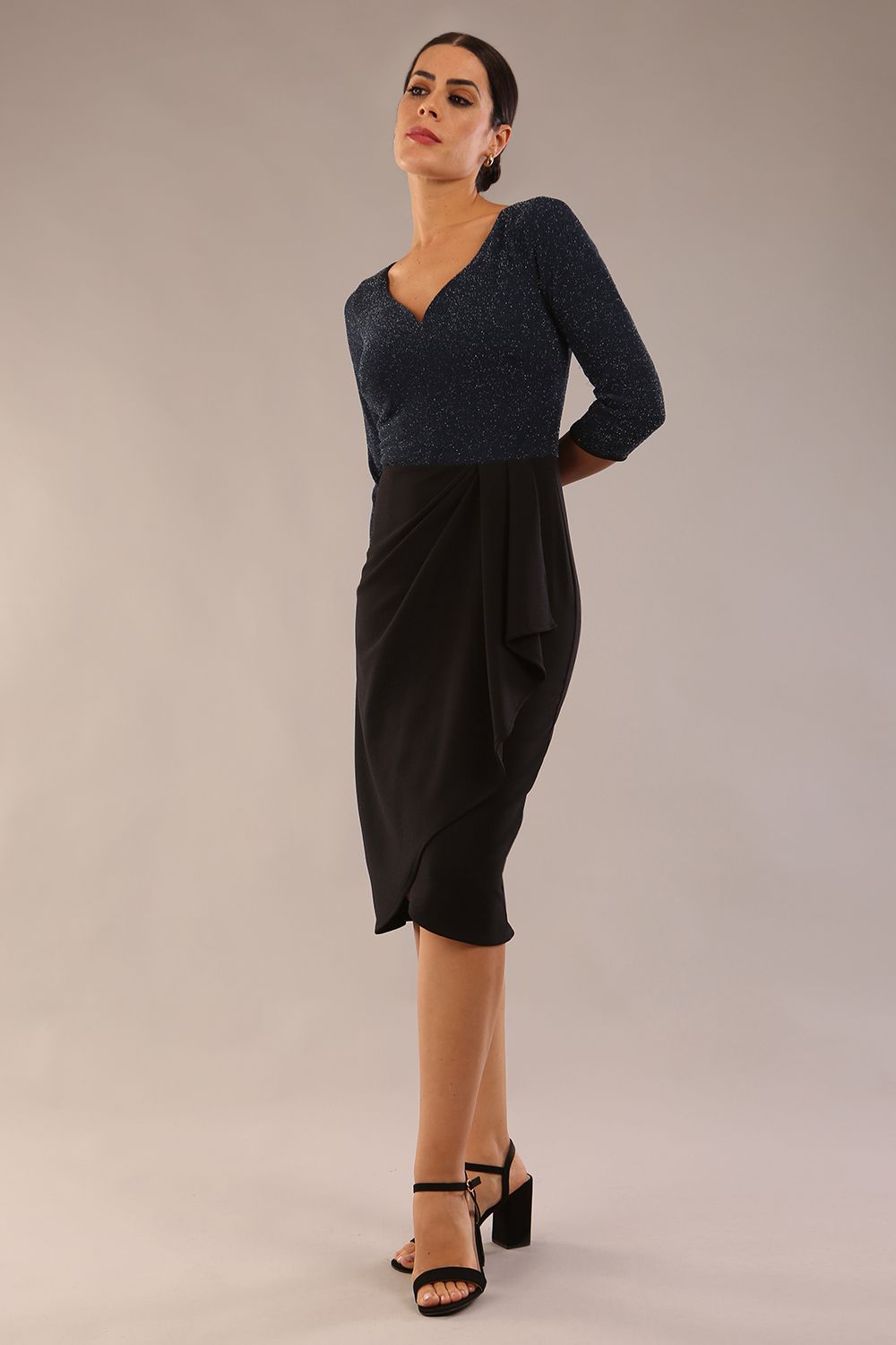 Brianna Contrast Sparkle Pencil Dress 