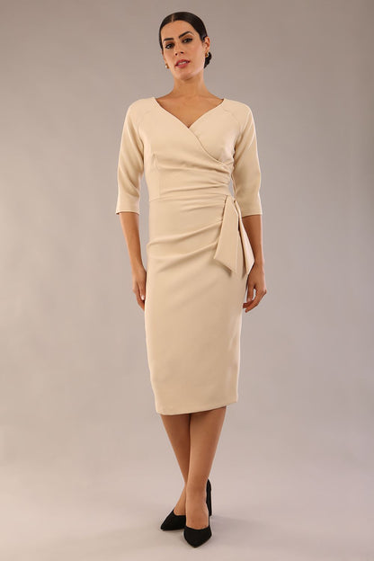 Bronwen 3/4 sleeved Tie Pencil Dress 