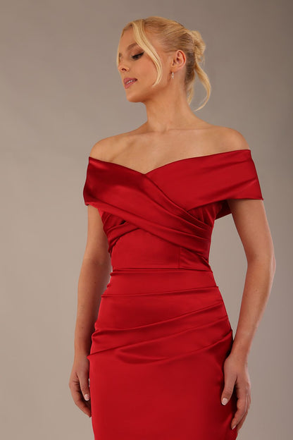 Casa Blanca Off Shoulder Satin Dress 