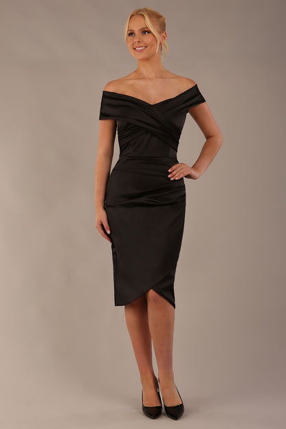 Casa Blanca Off Shoulder Satin Dress 