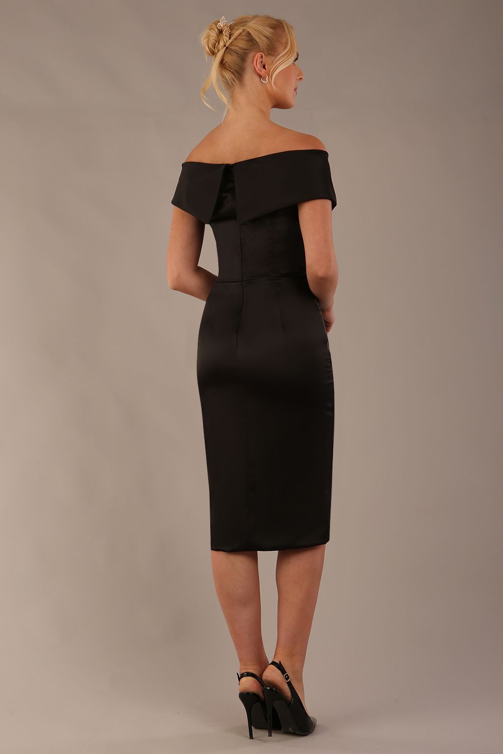 Casa Blanca Off Shoulder Satin Dress 